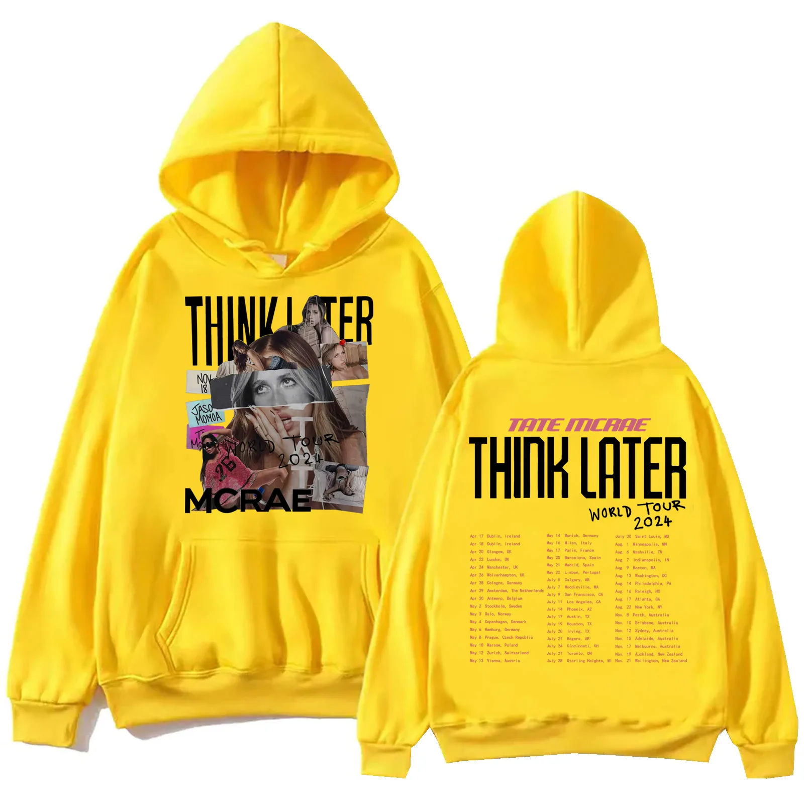 Tate Mcrae The Think Later World Tour 2024 Tour Hoodie Harajuku Hip Hop Pullover Tops Sweatshirt Music Fans Gift