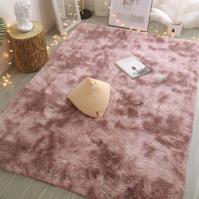 

thickened Carpet Gradient Tie-dye Plush Rug Living Room Coffee Table Pad Carpet Bedroom Bedside Bay Window Rug Baby Crawling Mat