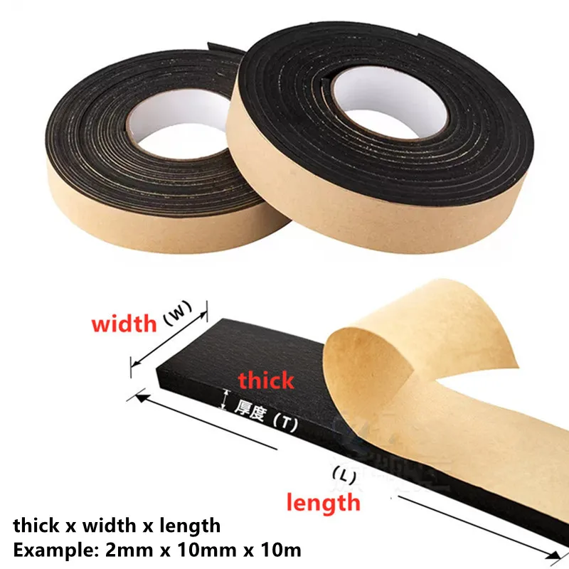 Rubber Self Adhesive Sponge Seal Strip EVA black Single sided seal strip Soundproof anti-collision foam tape Gasket stickers