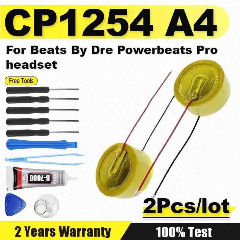 2PCS/Lot CP1254 A4 Brand-New Rechargeable Battery Li-Ion CP1254 A4 LIR1254 For Beats By Dre Powerbeats Pro headset+Free Tools