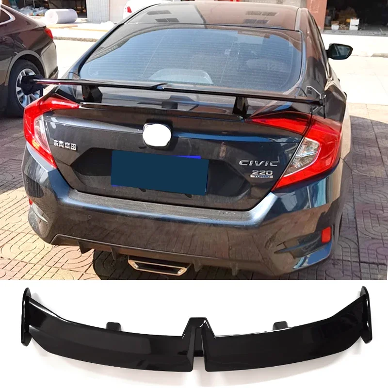 

Rear Wing for Honda Civic Spoiler Sedan 2016-2020 Type W Glossy Black ABS Material Modified Saloon Tail Fin