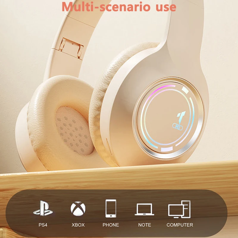 Auriculares inalámbricos M3 con Bluetooth, dispositivo de audio con emisor de luz, tarjeta LED plegable, carga por TYPE-C, uso multiescena, Oficina de juegos