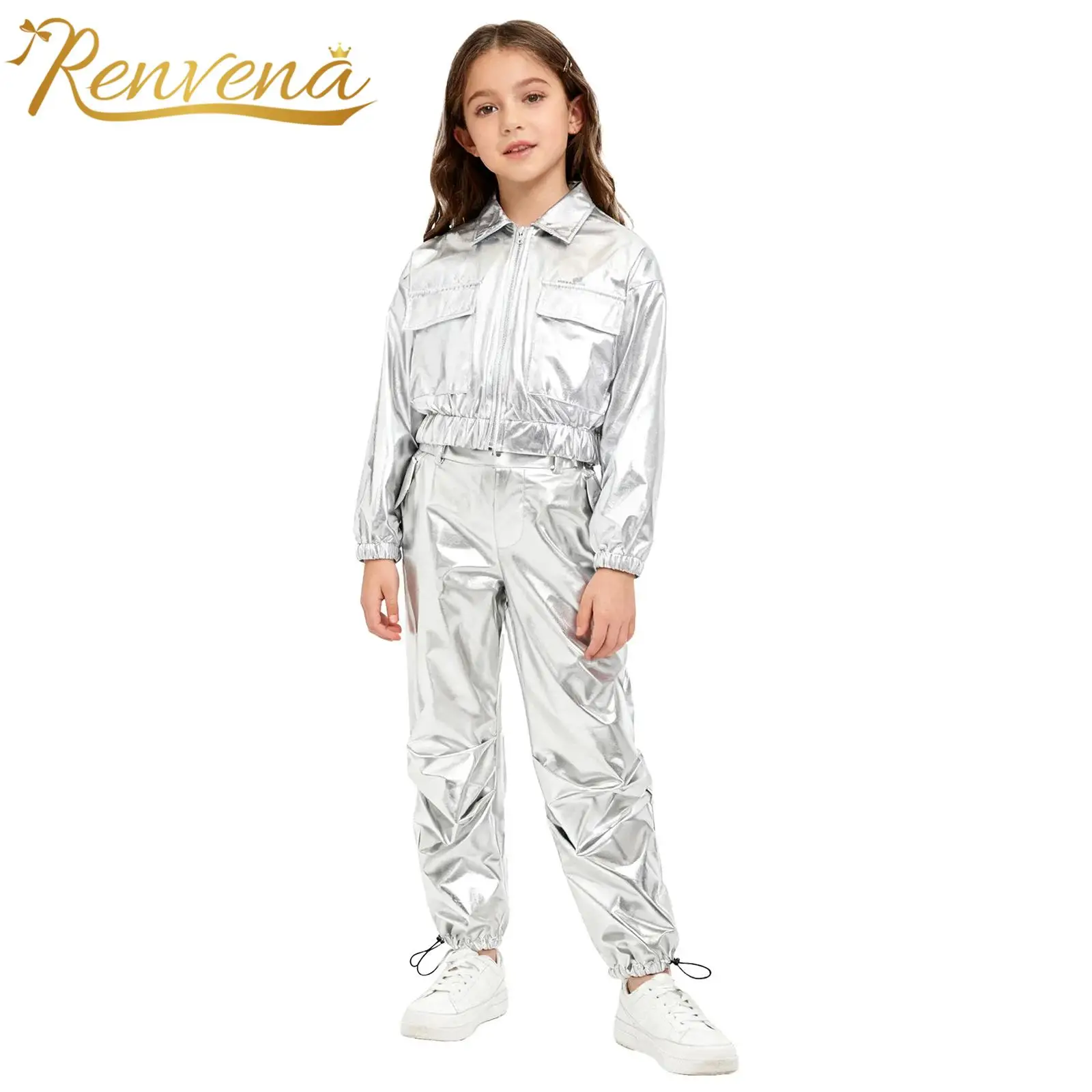 Children Clothes Sets Kids Boys Streetwear Sequins Stage Performance Outfit Coats Pants Suits Hiphop Disco Jazz Dance Costumes