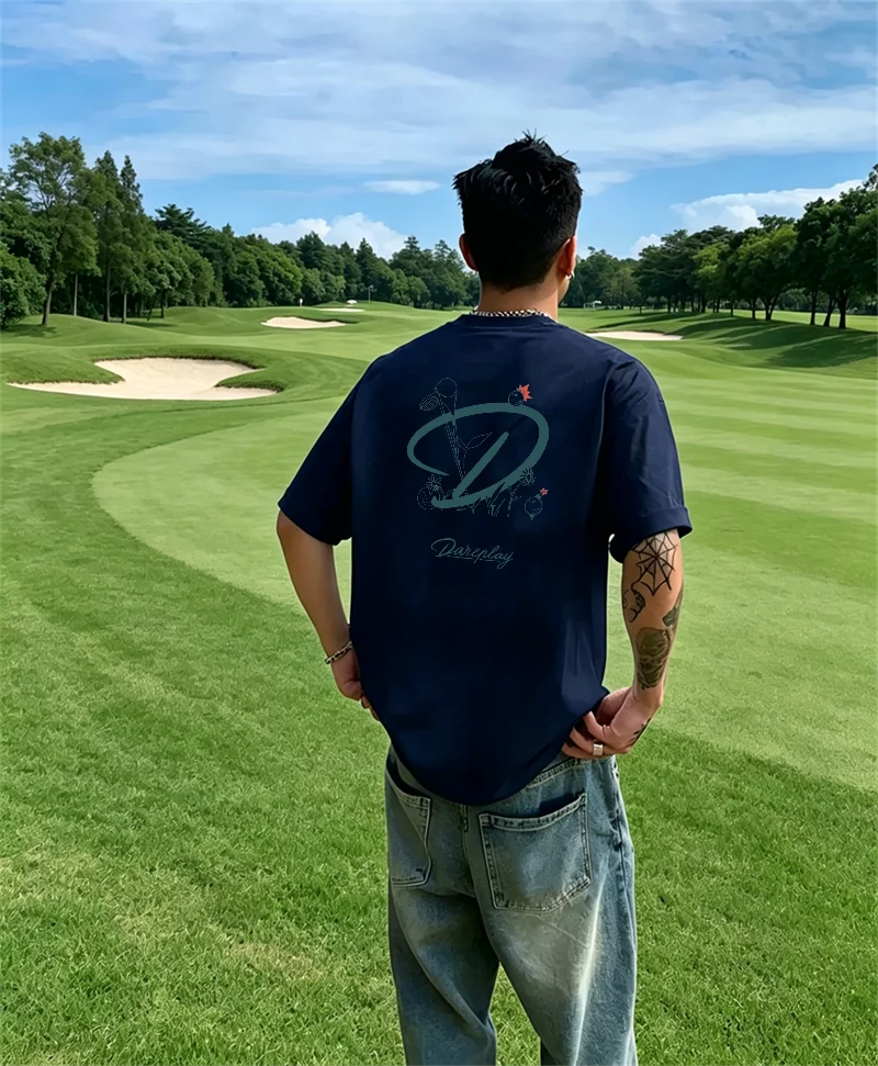 Men's White Golf T-Shirt with Creative Graphic Casual Short Sleeve Outdoor Sports Tee for Golf Lovers