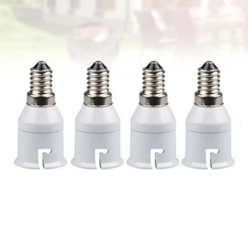 4pcs LED Energy Saving Lamp E14 to B22 Screw Socket for Home LED Lamps (White) E14 to B22 Ligth Socket