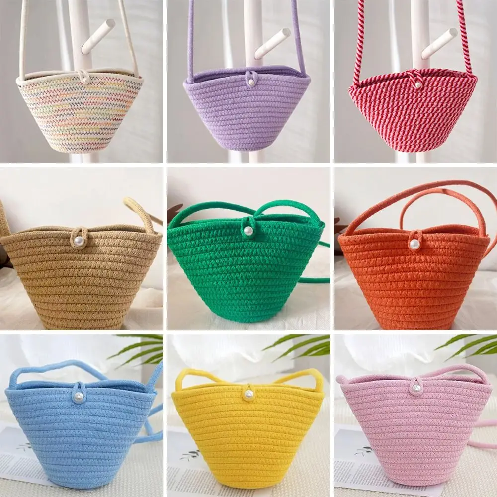 Casual Cotton Woven Women Handbag Small Weaving Shelll Summer Beach Bag Shopper Tote Ladies Travel Shoulder Crossbody Bags