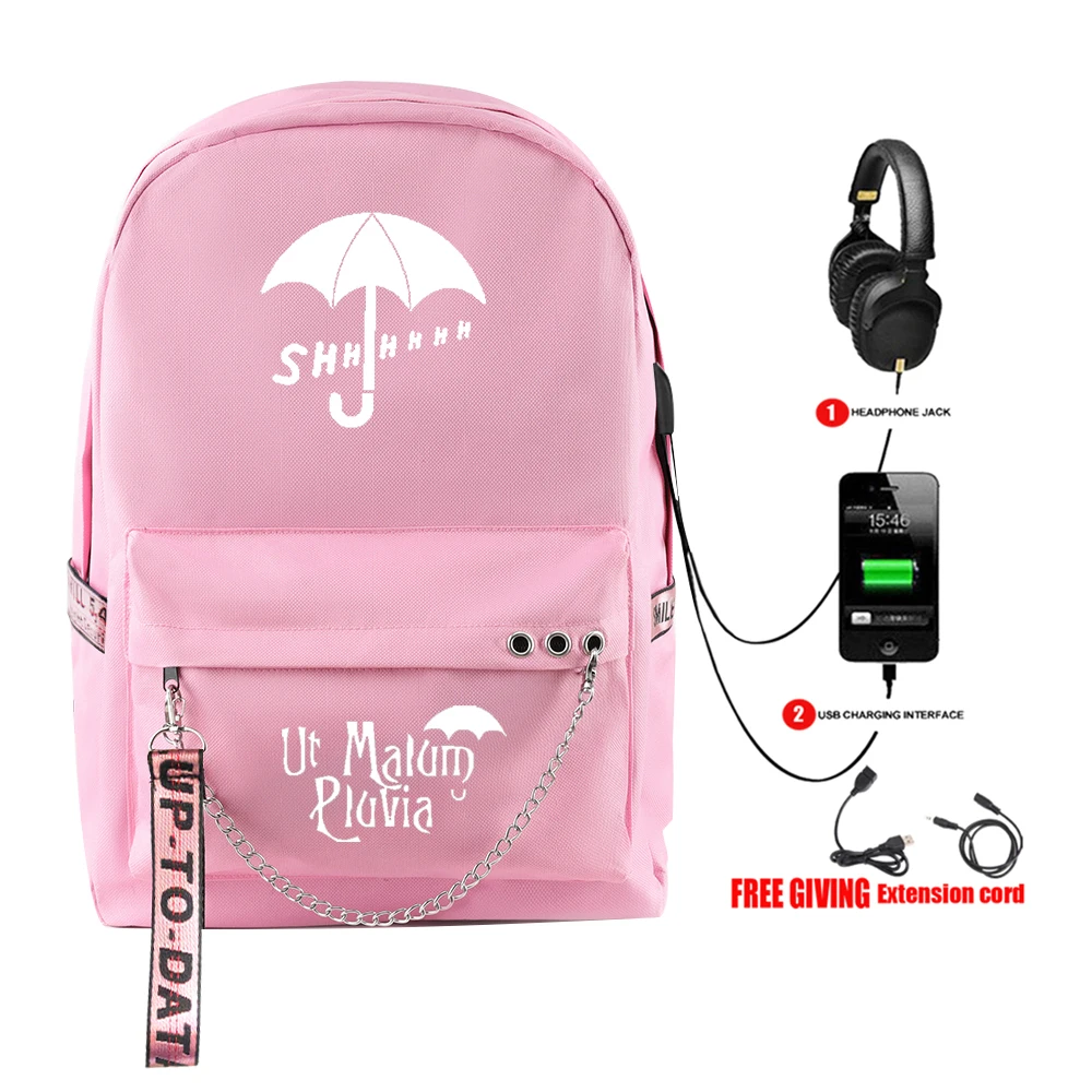 

Hip Hop THE UMBRELLA ACADEMY Student School Bags Unisex Print Oxford Waterproof Notebook Usb Rechargeable Travel Backpacks