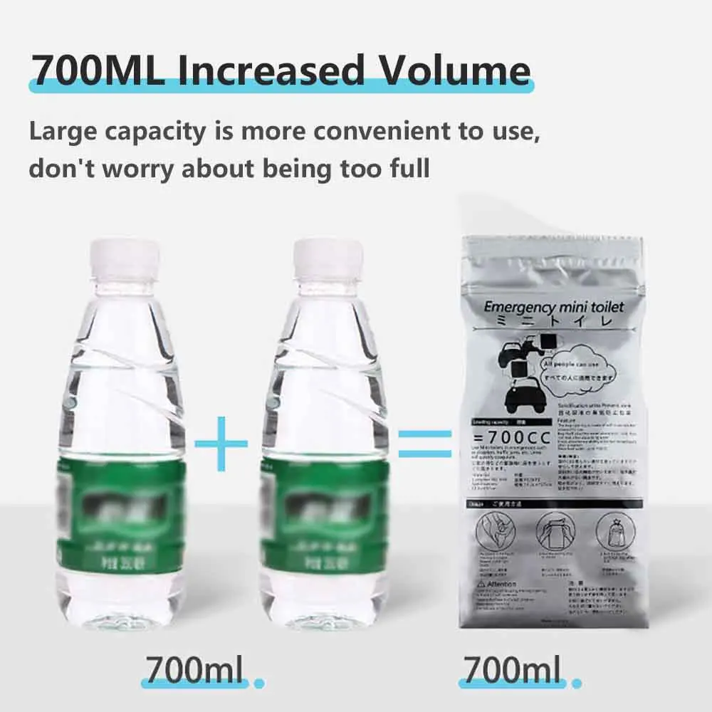 تاركا السفر المتاح كيس التبول مجموعة 700 مللي في الهواء الطلق سيارة الطوارئ التبول أكياس الطفل القيء حقيبة تسلق مرحاض متنقل صغير #5