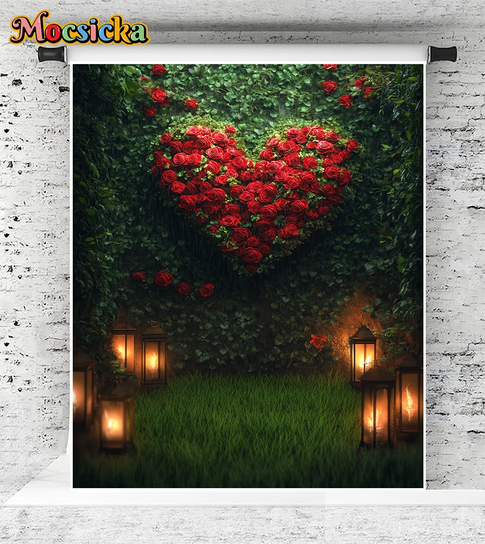 Mocsicka 14 February Valentine's Day Photography Backgrounds Romantic Heart Shaped Roses Holiday Family Photo Backdrops Studio