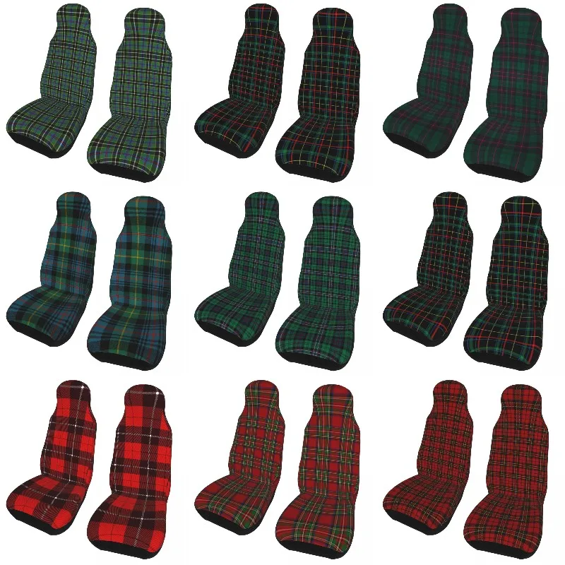 Modern Tartan Plaid Car Seat Covers Universal Fit for Any Car Truck Van RV SUV Geometric Gingham Bucket Seats Protector Covers