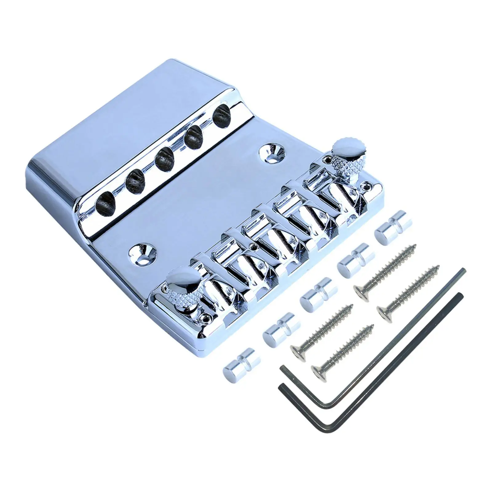 

Bass Guitar Bridge, Metal Parts Adjustable DIY Accs with Wrench Screw, 5 Strings for Playing, Performance Stage Concert