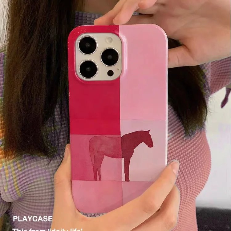 

Pink and Red Pony Phone Case for IPHONE 17 Air 16E 15 PROMAX 14 Plus 13 12 MINI 11 PRO 16Plus XR XS MAX SE Acrylic Phone Cover