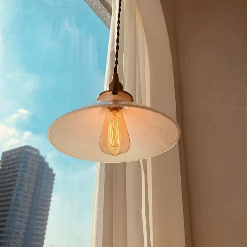 Vintage White Glass Pendant Lights Restaurant Kitchen Cafe Showcase LED Suspension Luminaire Indoor Embellish Lighting Fixtures