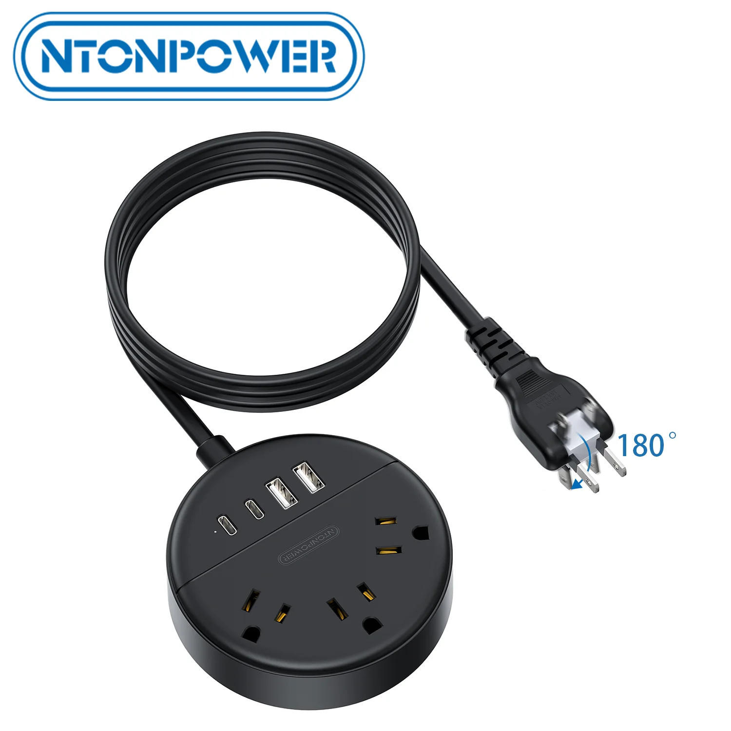 

US Plug Power Strip with 3 Outlets 2 USB Ports (2 USB C) multiple plugs 25 ft Extension Cord Rotatable Plug Network filter