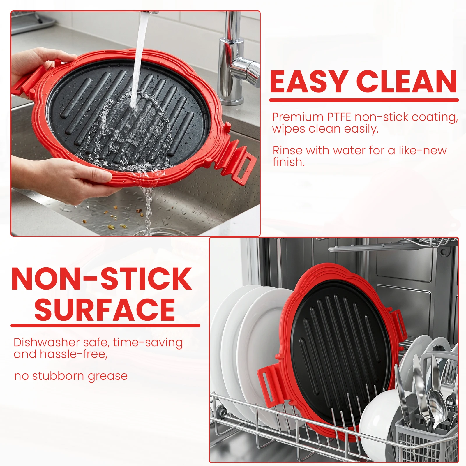 Microwave Baking Tray Nonstick Coating Microwave Grill Pan with Silicone Anti Scald Sleeve Microwave Sandwich Toaster forKitchen view 6