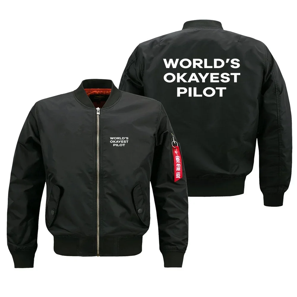 Aviation Pilots World's Okayest Pilot Ma1 Bomber Jacket Coats for Men Outdoor Military Man Baseball Jacket