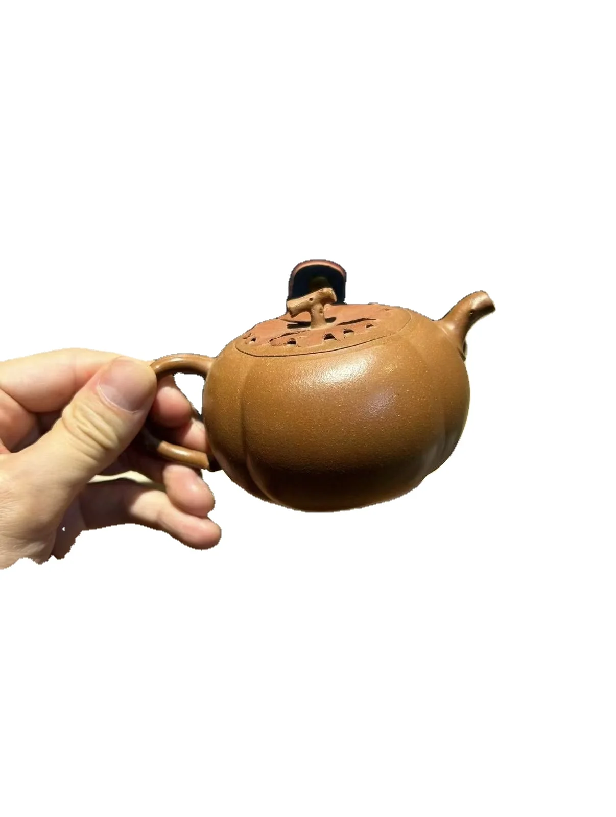 Master Crafted Lock-in Lid Pumpkin Zisha Teapot, Natural Duan Ore Clay 200cc Authentic Yixing Flower Ware
