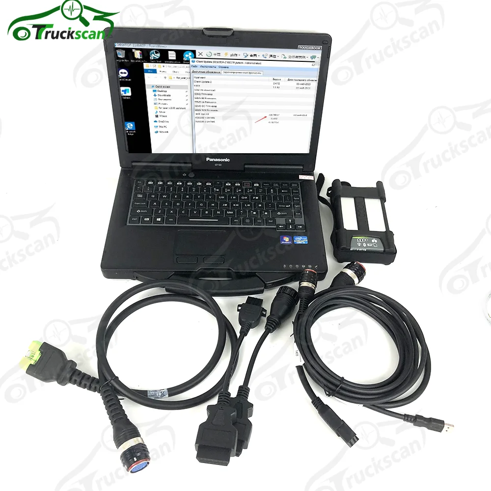 Original Vocom 2 88830400 For VOCOM II VCADS PRO Premium Tech Tool PTT 2.8.150 dev2tool VOCOM 2 diagnostic tool CF53Laptop