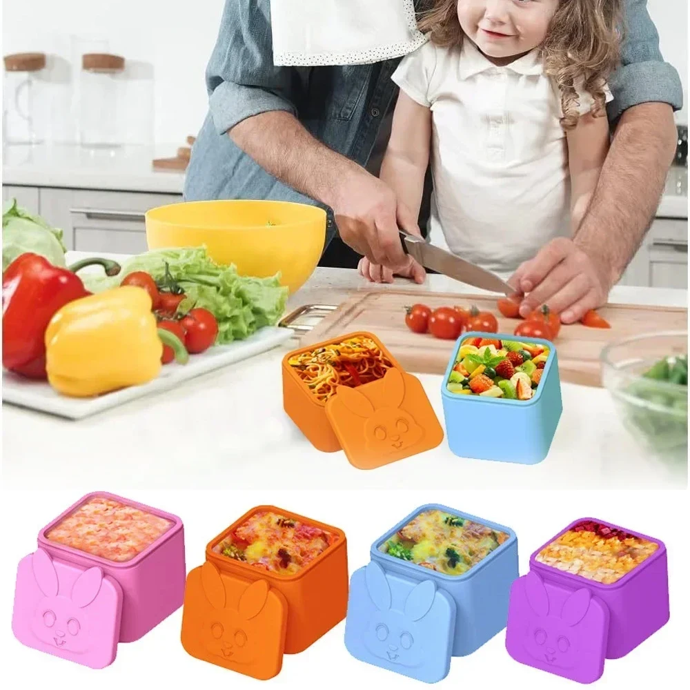 

Condiment Organizer Sauce Divider Silicone Bento Box With Lid For Fruit Storage Kids Lunch Box Reusable Bento Box