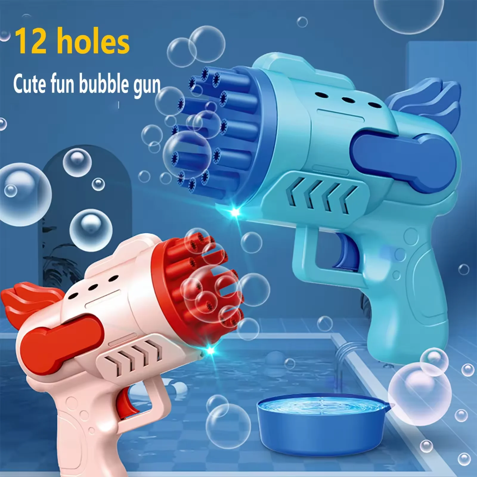 29 Holes Bubbles Machine Automatic Bubble Gun Kids Toys Rocket Soap Gun Shape Blower with Light Toys for Boys Girls Gifts