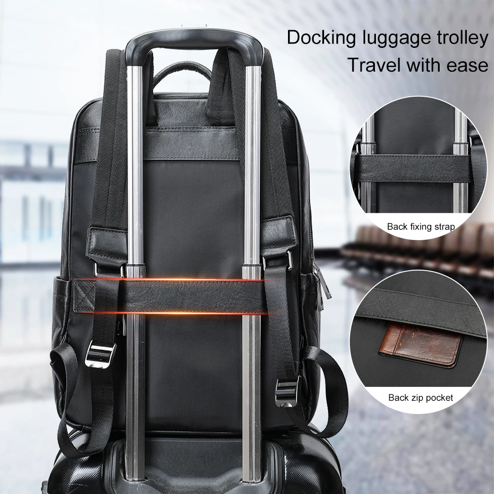 WESTAL 15.6 Inch Laptop Bag Waterproof Backpack Genuine Leather School Bag Boys Rucksack Handbags Business Travel Notebook Bag image 2