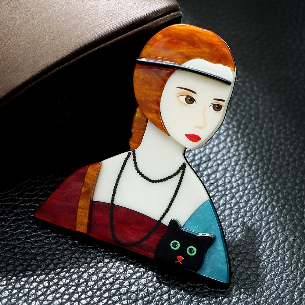 acrylic beautiful girl brooch fashion cartoon clothing accessories