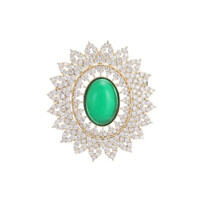 9527 High-end court-style geometric oval brooch, women's retro corsage, luxurious and elegant overcoat and suit pin
