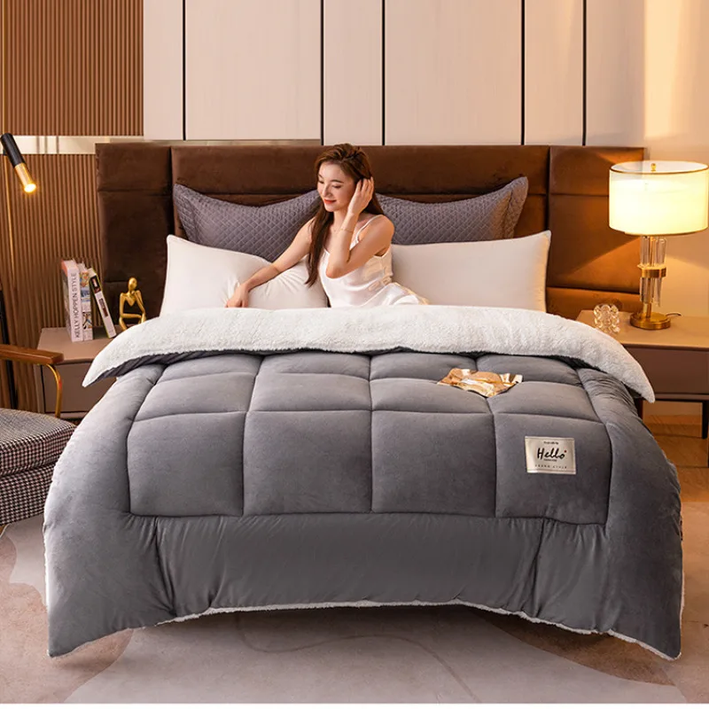 Autumn and winter quilt Faux lamb's wool vacuum quilt thickened Double-sided Velvet Warm Quilt Core dormitory student bedding