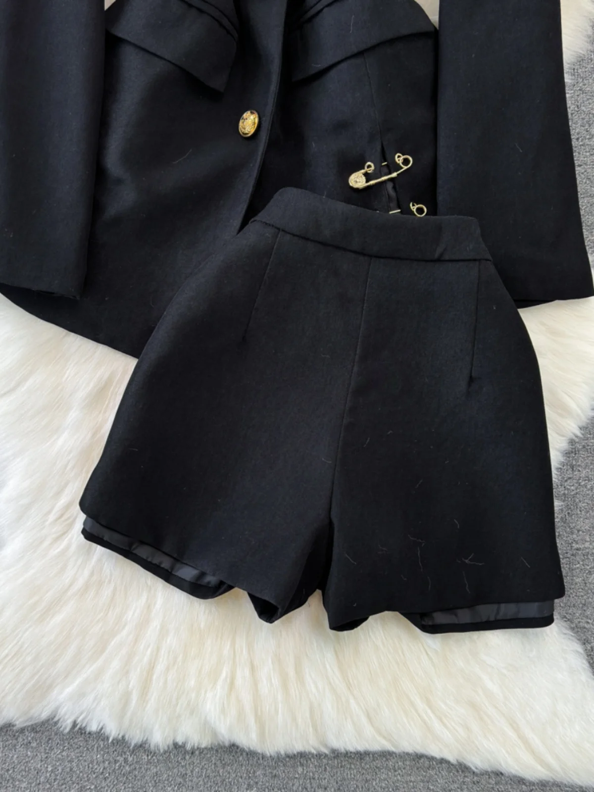 

Faionable корейский костюм миди в стиле ретро с высокой талией, утягивающий широкий комплект из двух предметов для молодых женщин