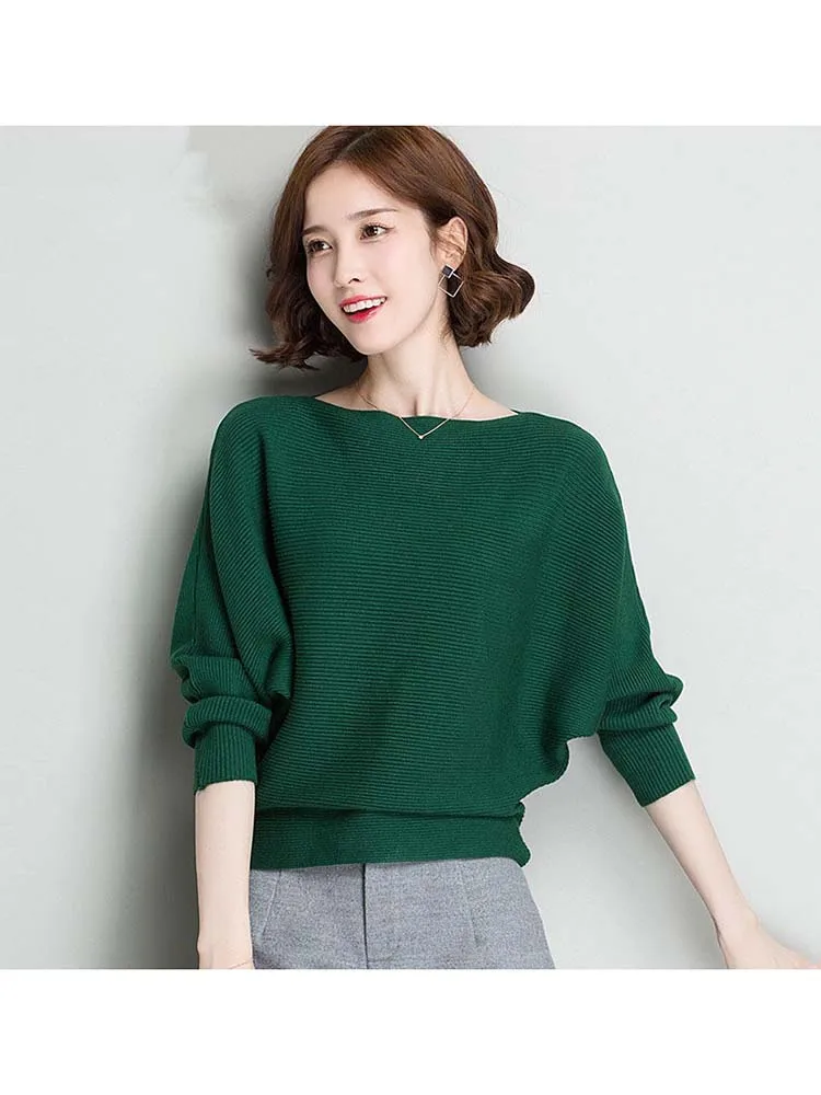 Pull Femme Autumn Winter Women Sweater Batwing Sleeve Jumper Slash Neck Women\'s Knitted Pullovers