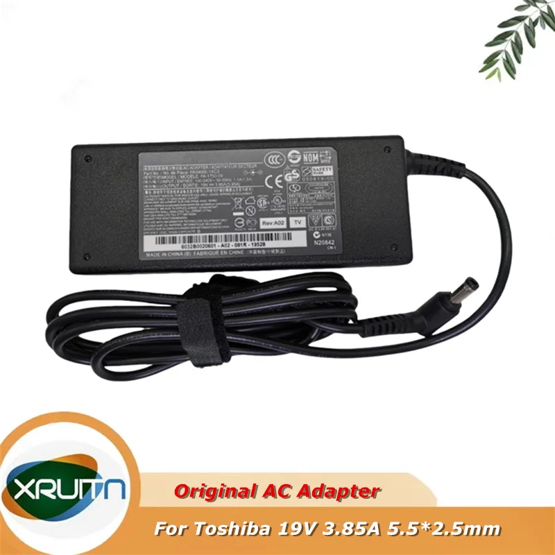 

Original PA-1750-09 19V 3.95A 75W AC Adapter Charger for Toshiba PA3715U-1ACA PA3468U-1ACA PA-1750-29 Laptop Power Supply