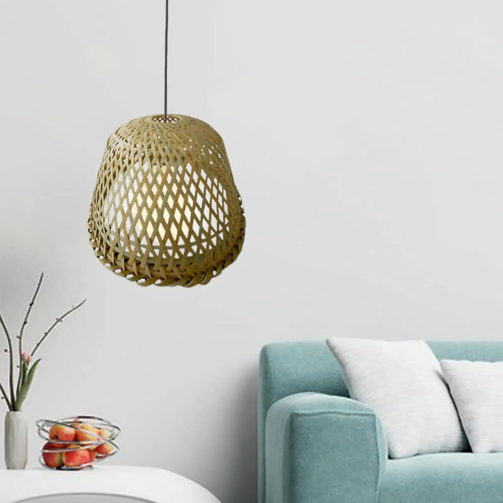 

Bamboo Lamp Shade Handmade Woven Ceiling Fixtures Hanging Pendant, Bar Lamp Cage for Bathroom Teahouse Bedroom Home Decoration
