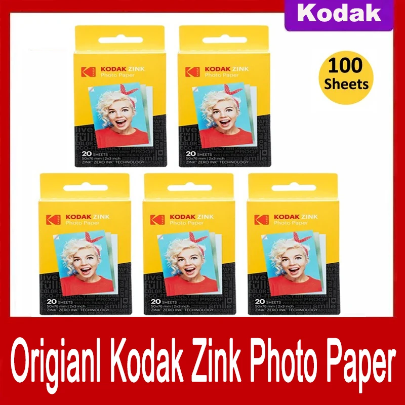 Papel de impresión para impresora fotográfica Kodak Zink, papel fotográfico de 2x3 pulgadas para PRINTOMATIC/Smile, papel fotográfico Kodak instantáneo sin tinta