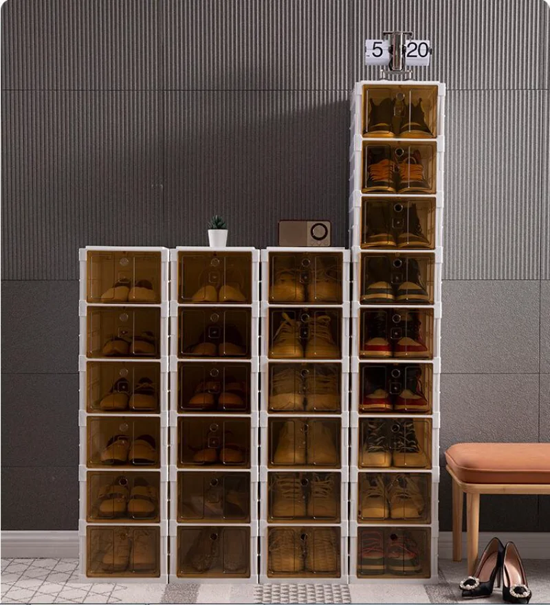 

Space-saving Folding Shoe Rack Transparent Installation-free Flip Shoe Storage Box Drawer-type Dust-proof Storage Shoe Cabinet