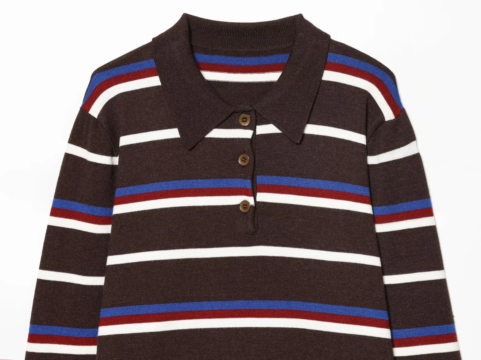 2025 Winter New Women's Casual Fashion Simple College Style Lapel Long Sleeve Striped Polo Collar Knit Sweater