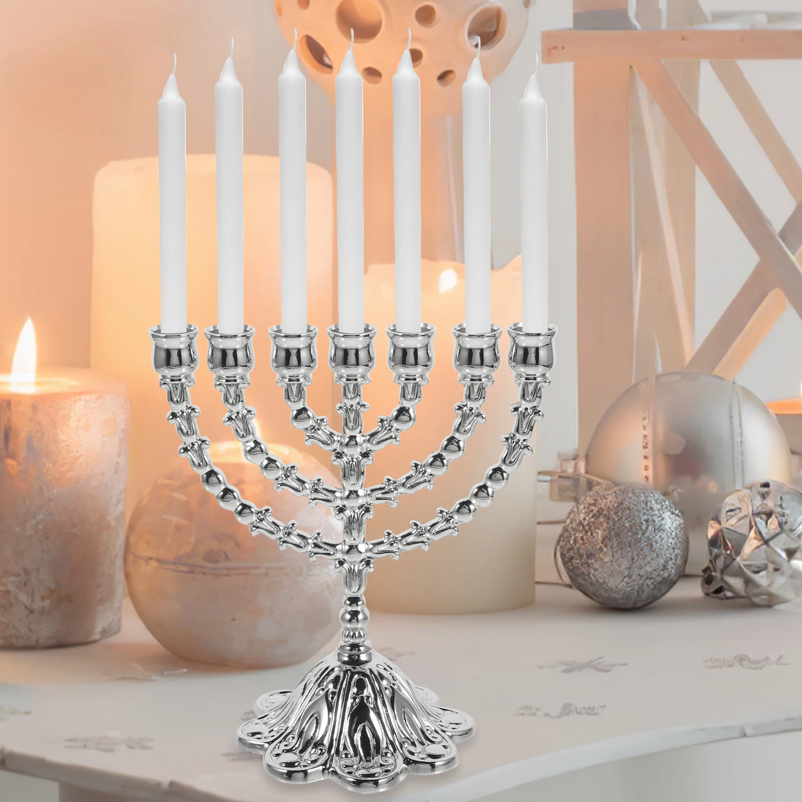 

Alloy Candlestick Decor Silver Holders for Home Candlesticks Ornaments Office Hotel Vintage Metal Candelabrum Ornaments