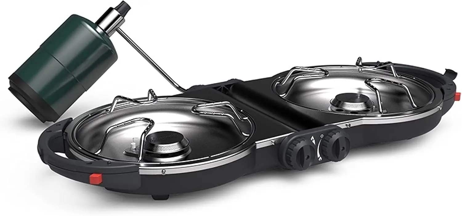 

Fold \\u2018N Go 2-Burner Propane Stove, Dual Adjustable Burners with 20,000 BTUs of Power & InstaStart Ignition, Great for Camp