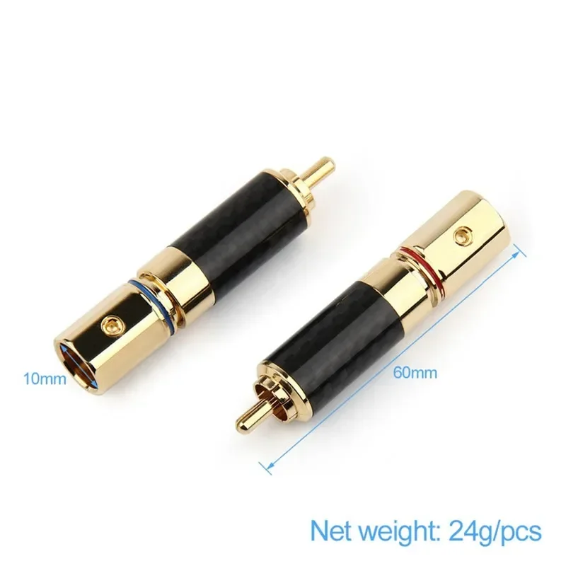 RCA Connector Speaker Terminal Male Headphone Plug Carbon Fiber Shell Rhodium Gold Copper Plated Audio Jack Consumer Electronics