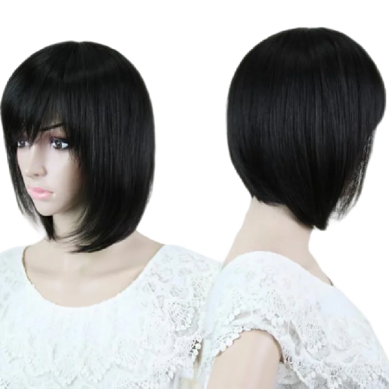 

Синтетический термостойкий короткий волнистый парик Fei-Show для костюмов, косплея, ролевых игр, вечеринок, черный парик-перука