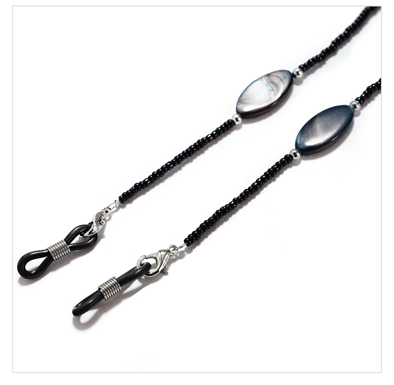 Modische Perlen-Brillenkette für Damen – Muschel-Sonnenbrillen-Lanyard, verstellbarer Brillenhalter, Anti-Verlust-Lesekabel (schwarz) – Detail 4