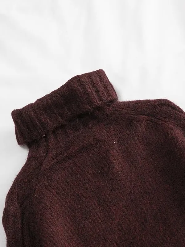 Maglione lavorato a maglia a collo alto da donna Thiened ort Sle sciolto Autunno Inverno Abbigliamento interno Casual Confortevole fibra di poliestere