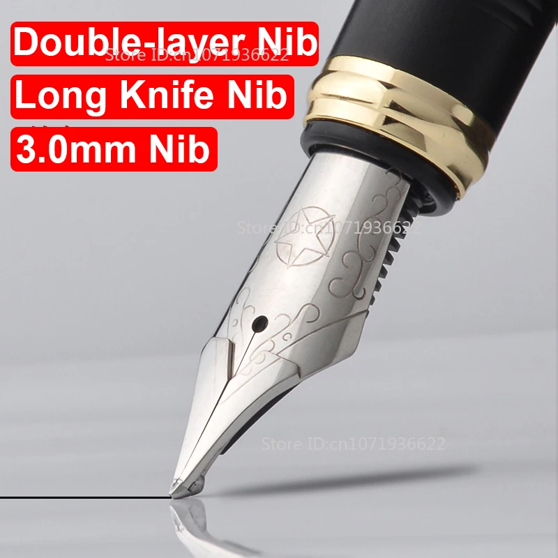 Two Color Thick Hand-made Grinding Rounded Polished Thick Fountain Pen 4.0MM Nib Double-layer Long Knife Business Writing Pen