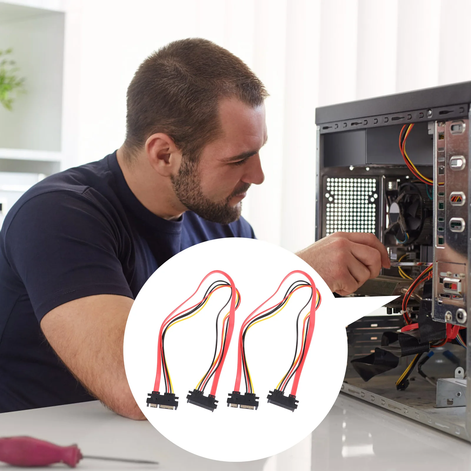 2-delige adapterkabel stroomverlenging man-vrouw harde schijf optische connector computer netsnoer