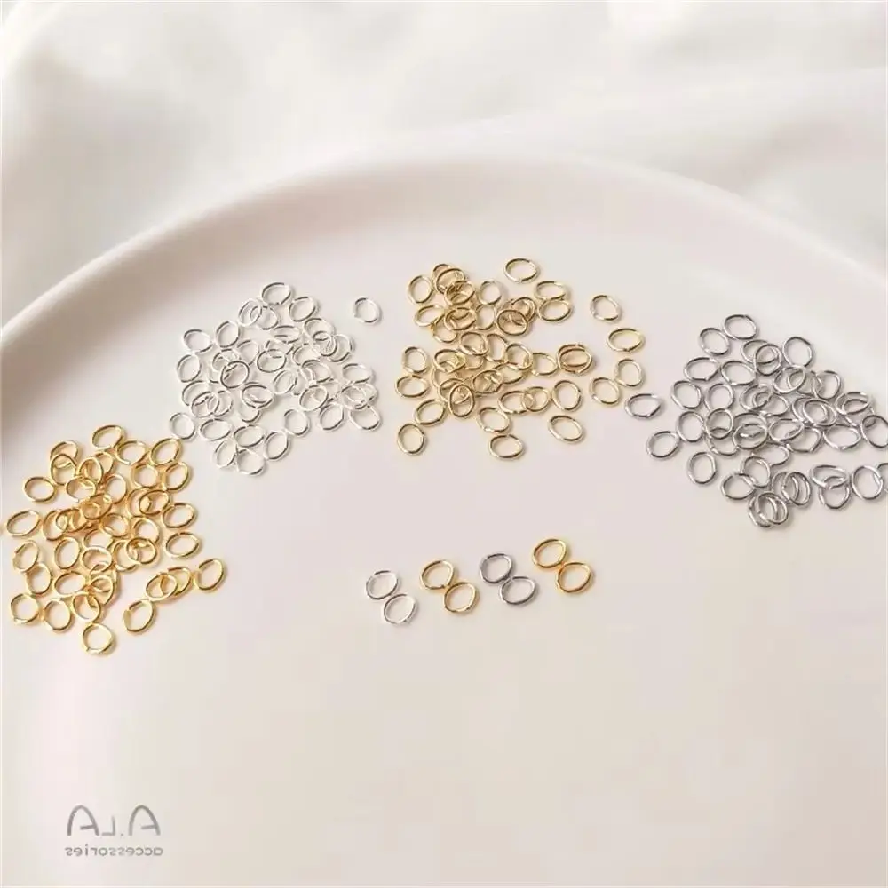 14K titanium ladle gold oval ring 18K gold open single loop DIY bracelet accessory chain link ring