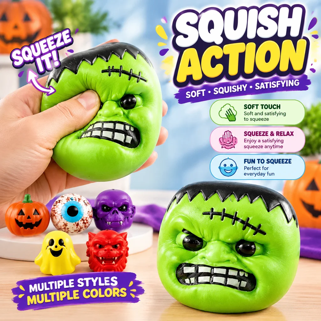 Squish-O-Ween Countdown Set Halloween Squishy Toys Funky Frights Blind Box Creepy Cute Collectible Mystery Kids Party Favors
