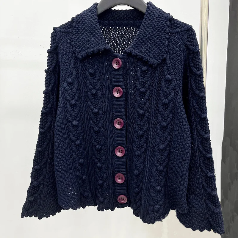

High-quality autumn-winter new style fashionable multi-site woman v-neck knitted cardigan with twisted weave sweater 25100895