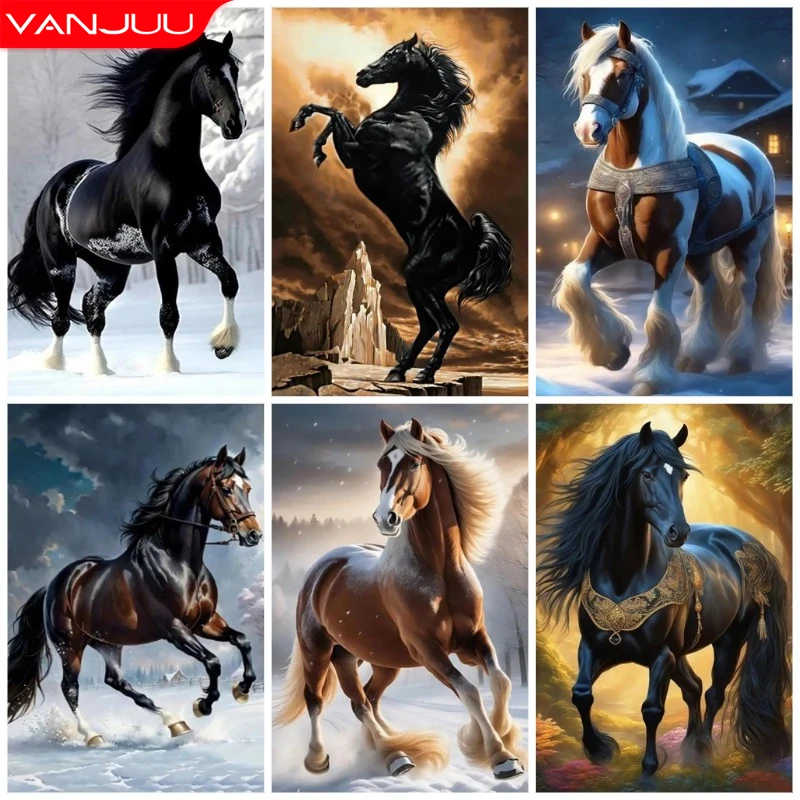 5D DIY Diamond Painting Horse Cross Stitch Kit Full Diamond Embroidery Painting Mosaic Art Rhinestone Home Decoration Pictures