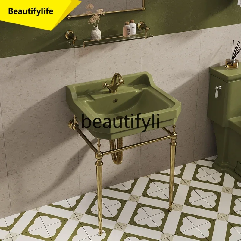 

cn0420 Травяно-зеленый европейский ретро-умывальник латунный кронштейн умывальник ванная комната напольный умывальник умывальник