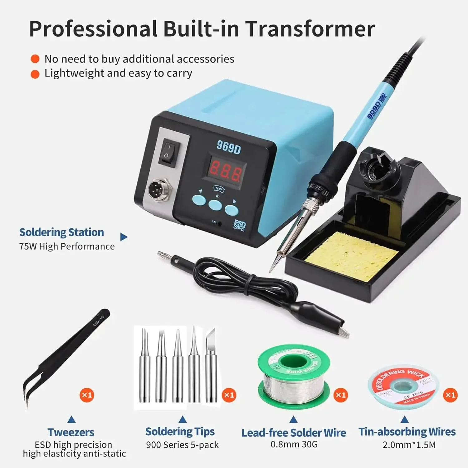 New 75W Digital Display Soldering Station Electric Soldering Iron Dual CNC Welding Station Welding Maintenance Tool Accessories