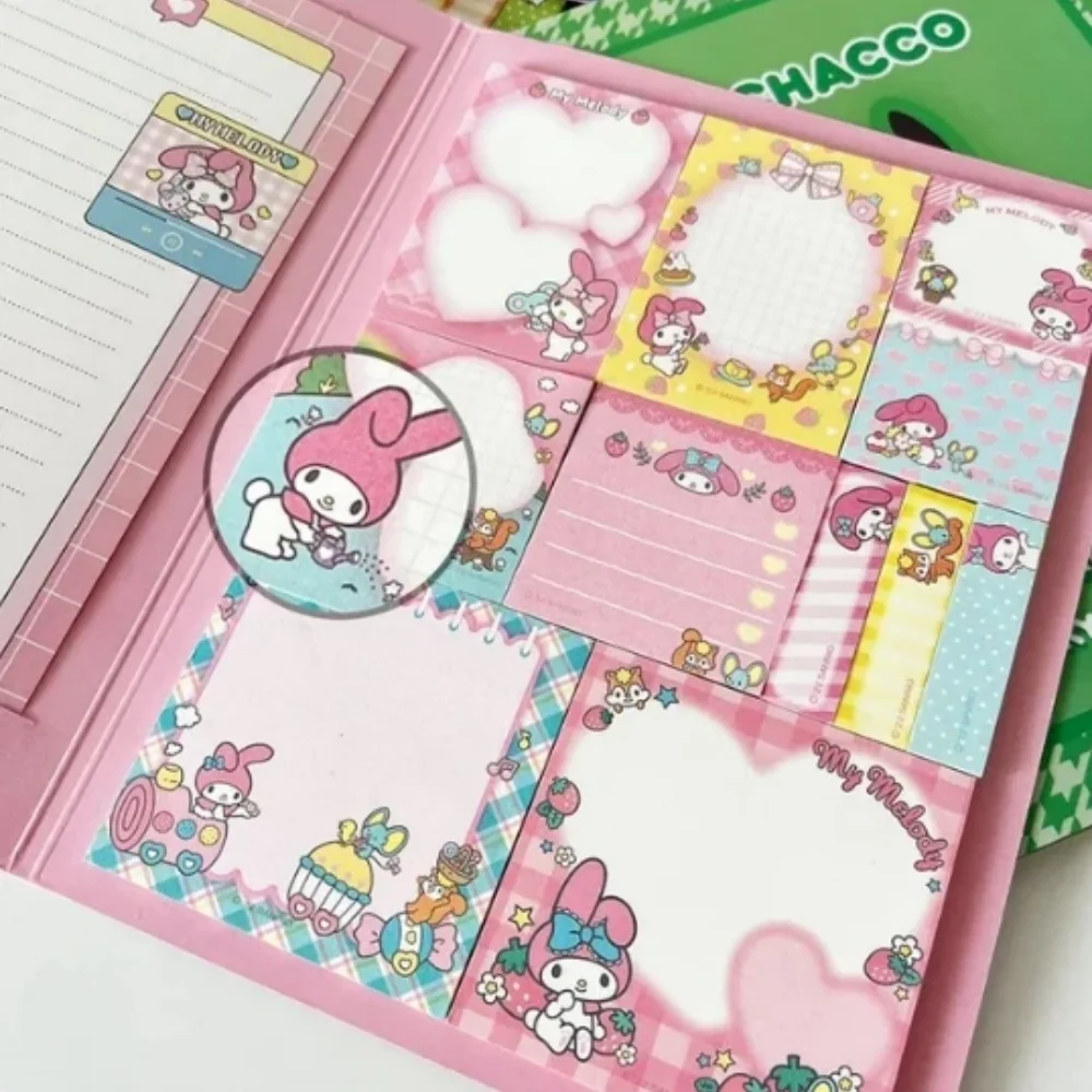 만화 Sanrio 헬로 키티 붙여 넣기 스티커 메모 도서 ymelody Cinnamoroll Kuromi 메모 패드 학교 학생 보상 문구 선물